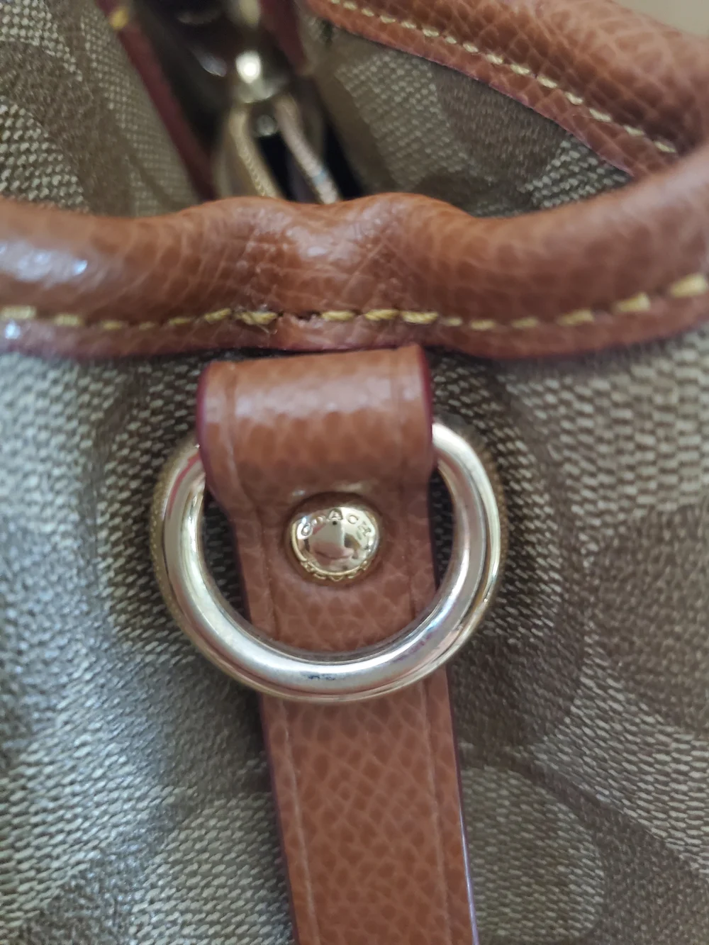 Coach Signature F34608 Margot Brown Canvas Tote Bag with Leather Trim - Picture 14 of 16